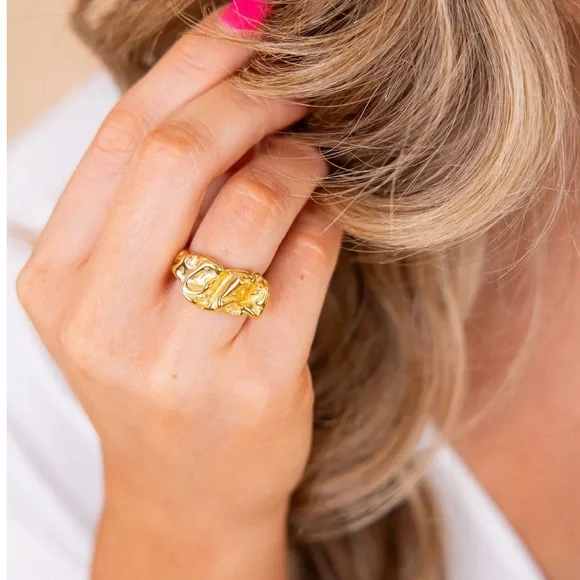 Kristalize Beller Gold Nugget Ring Adjustable NEW IN PACKAGE - Picture 3 of 4